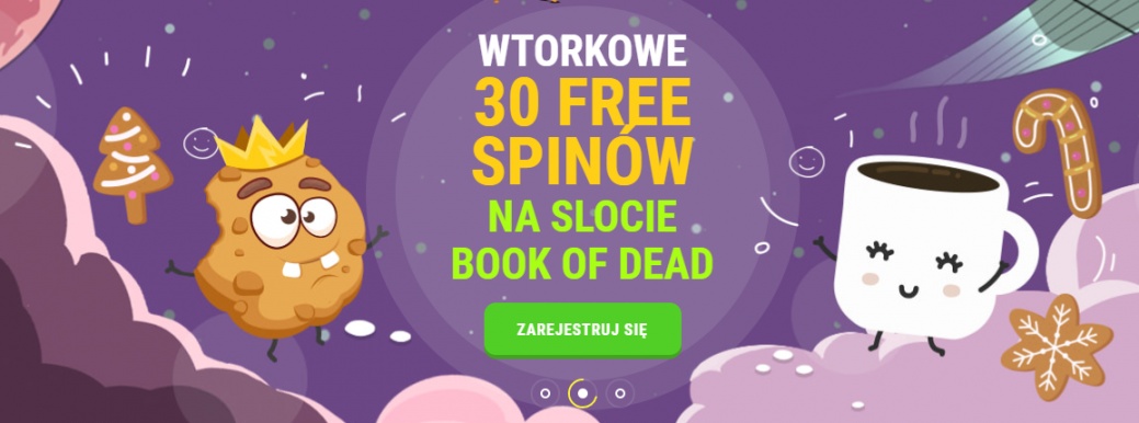 Każdy wtorek to nie lada gratka w Cookie Casino. Zgarnij 30 free spinów na Book of Dead!